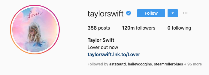 Taylor Swift instagram account 