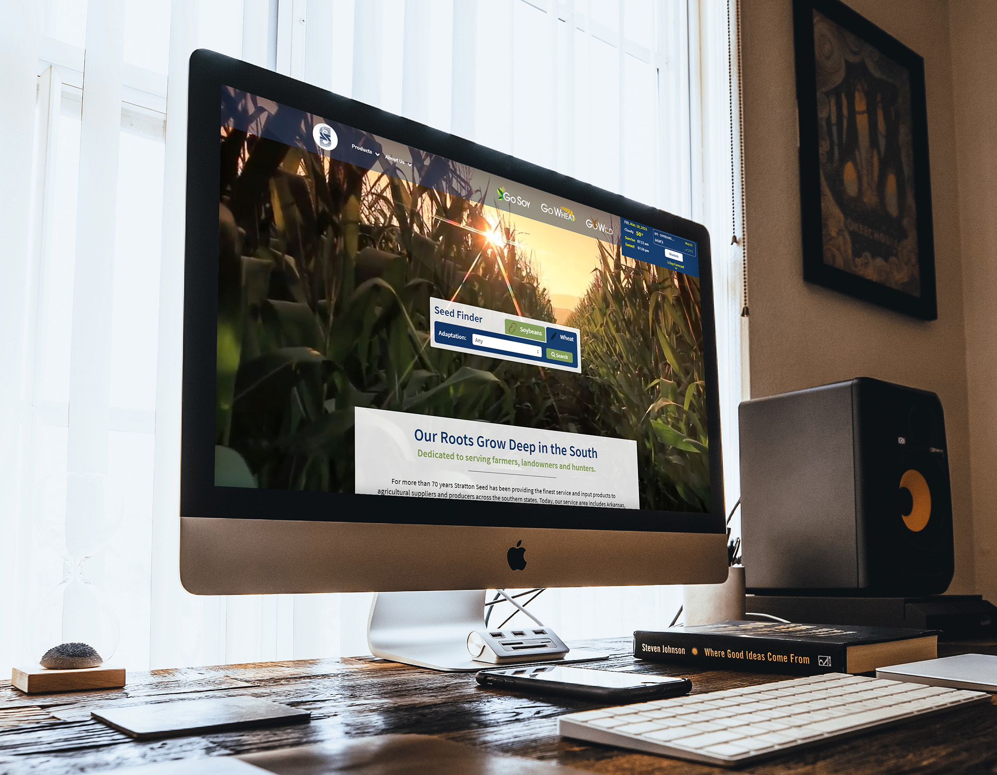 mockup of Stratton Seed website on mac computer 