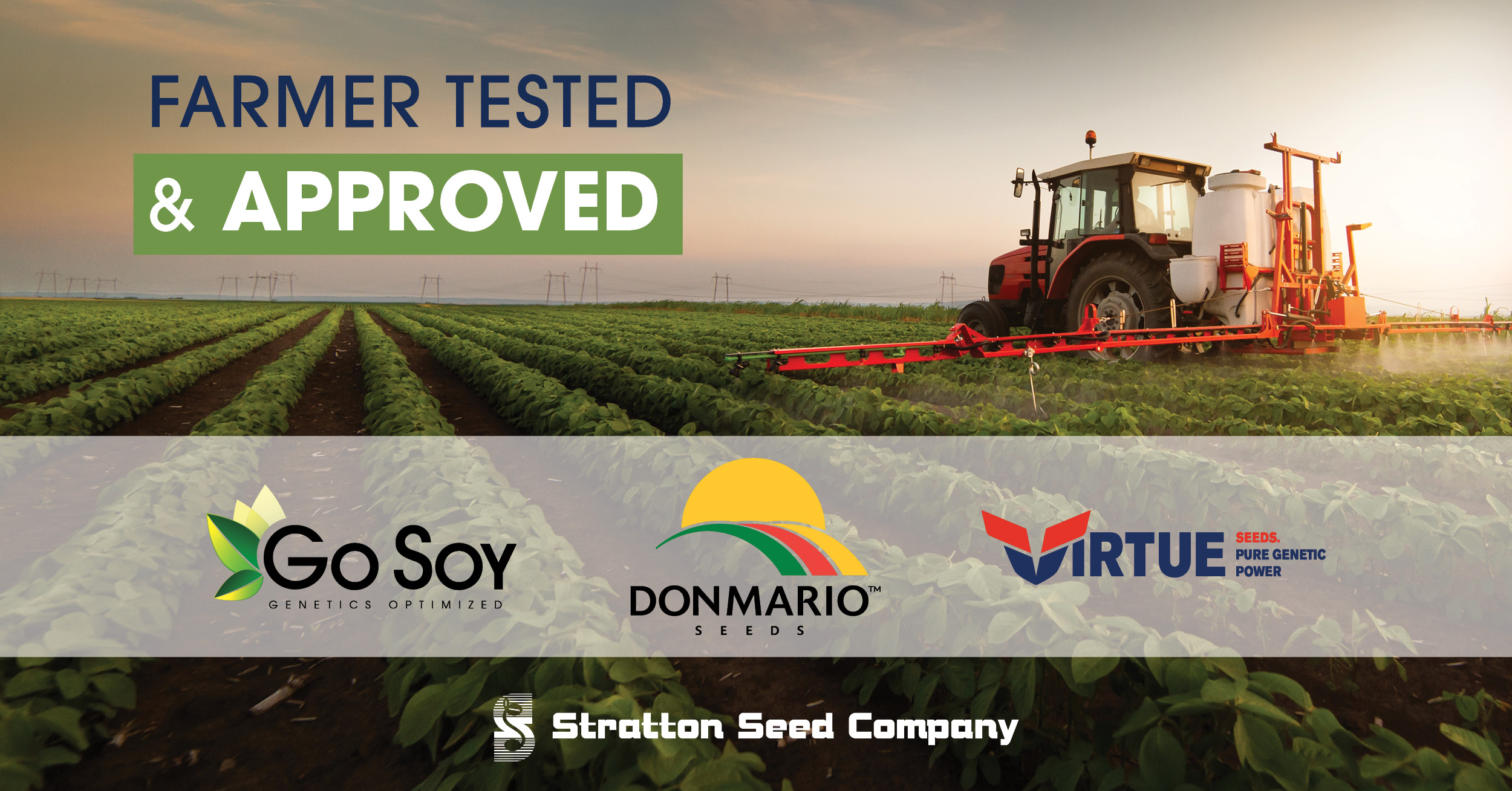 Soybean Facebook ad featuring Stratton's main soybean brands 
